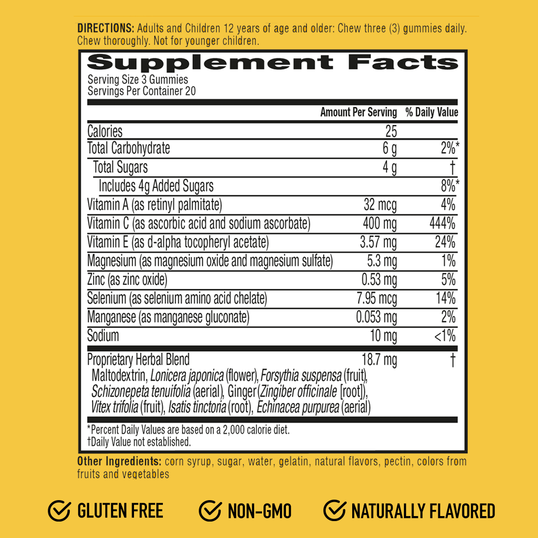 Airborne Immune Essential Supplement facts
