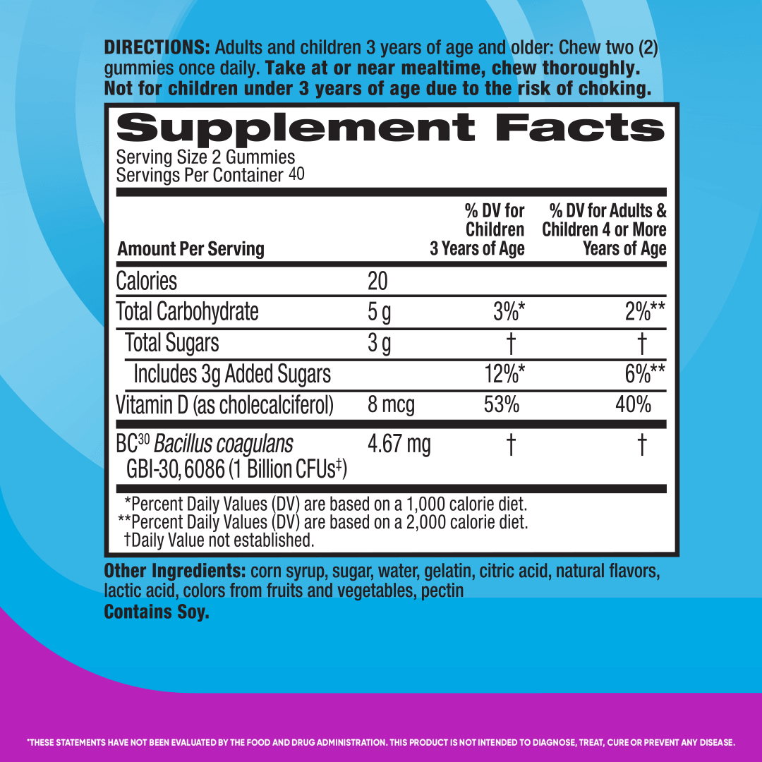 Digestive Advantage Probiotic supplement facts