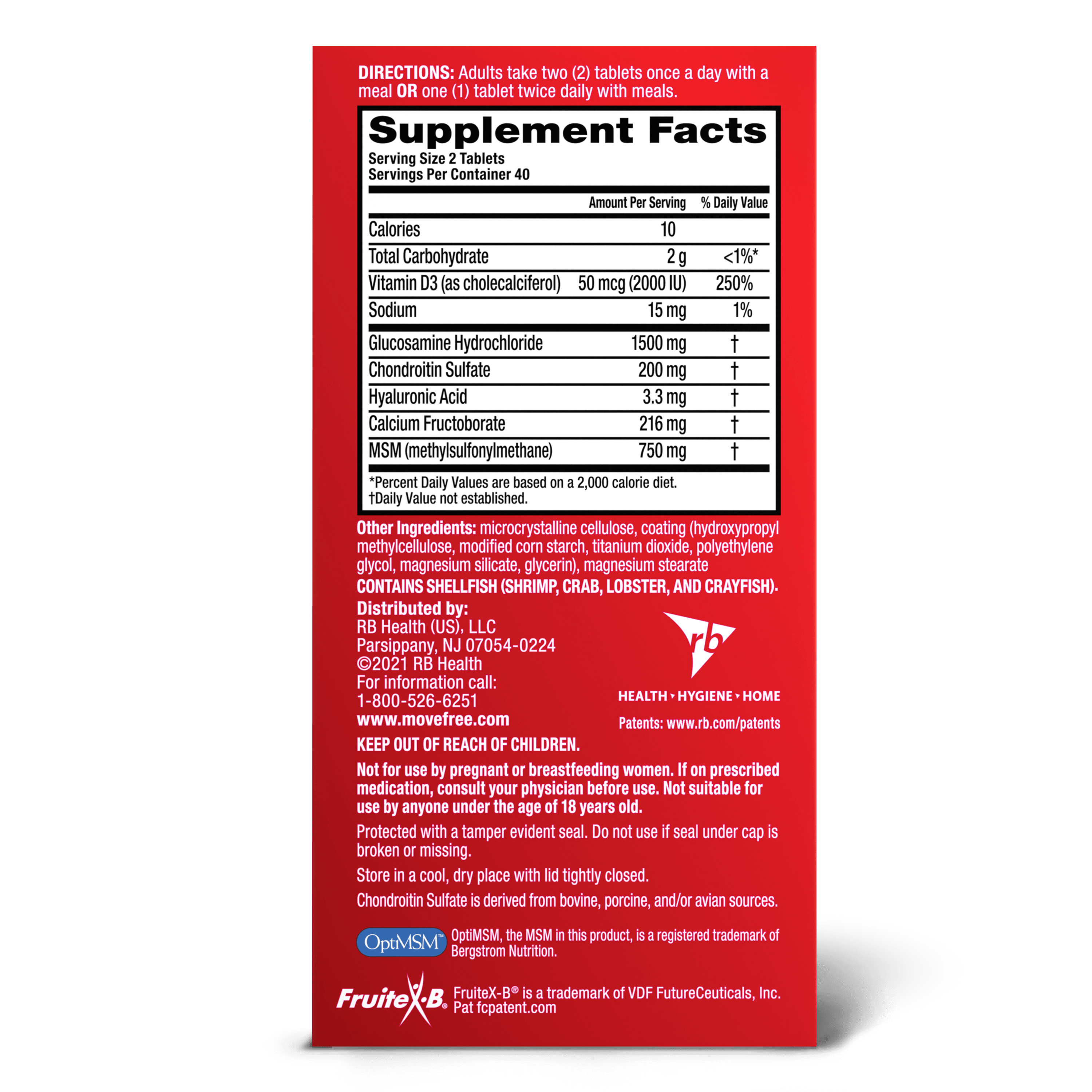 Move-Free Advanced Plus MSM supplement facts