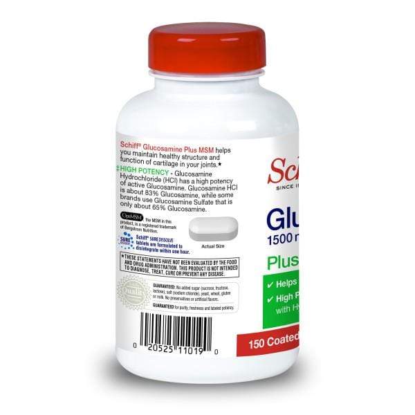 Back of Schiff Glucosamine Tablet Bottle