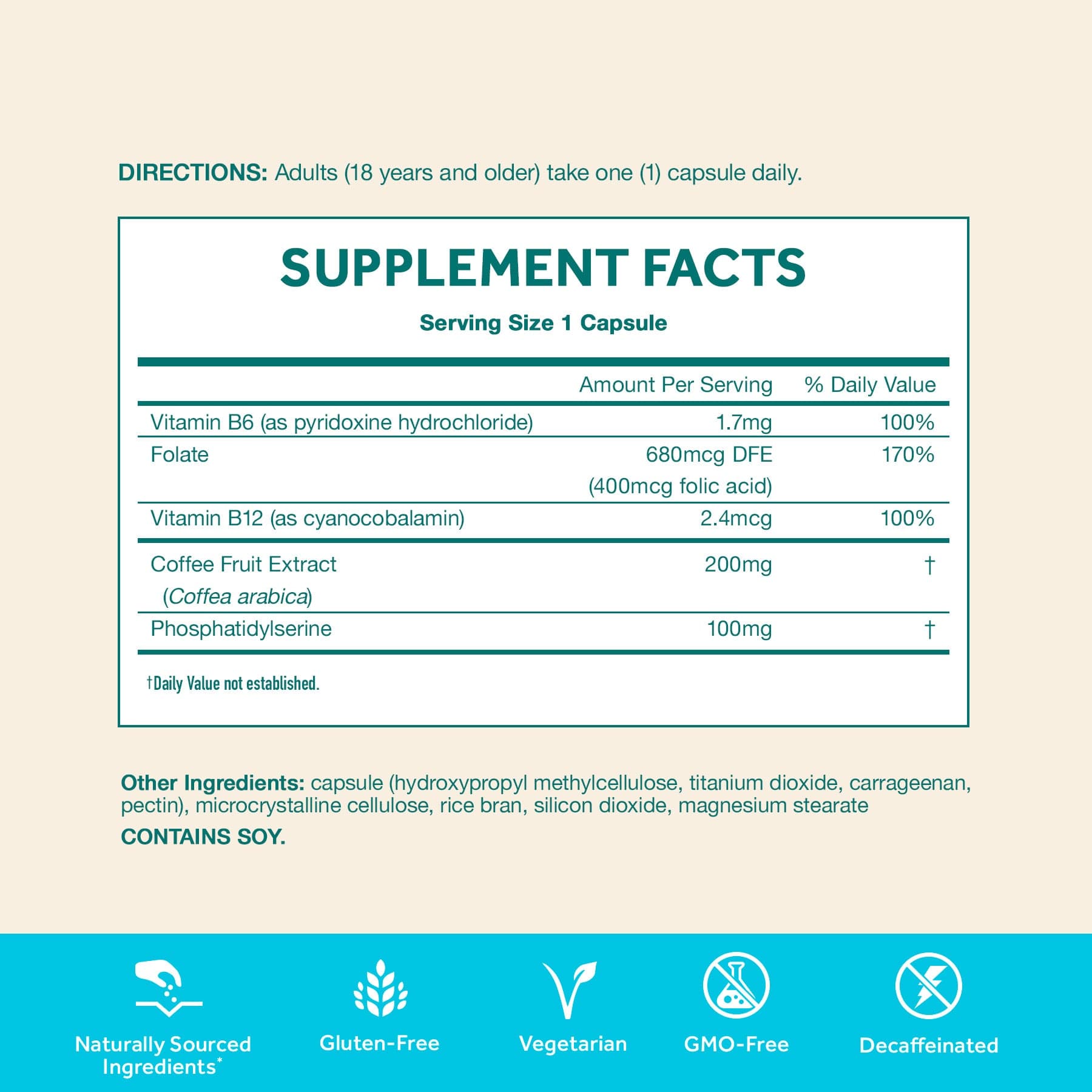 Neuriva Brain Health Plus supplement facts