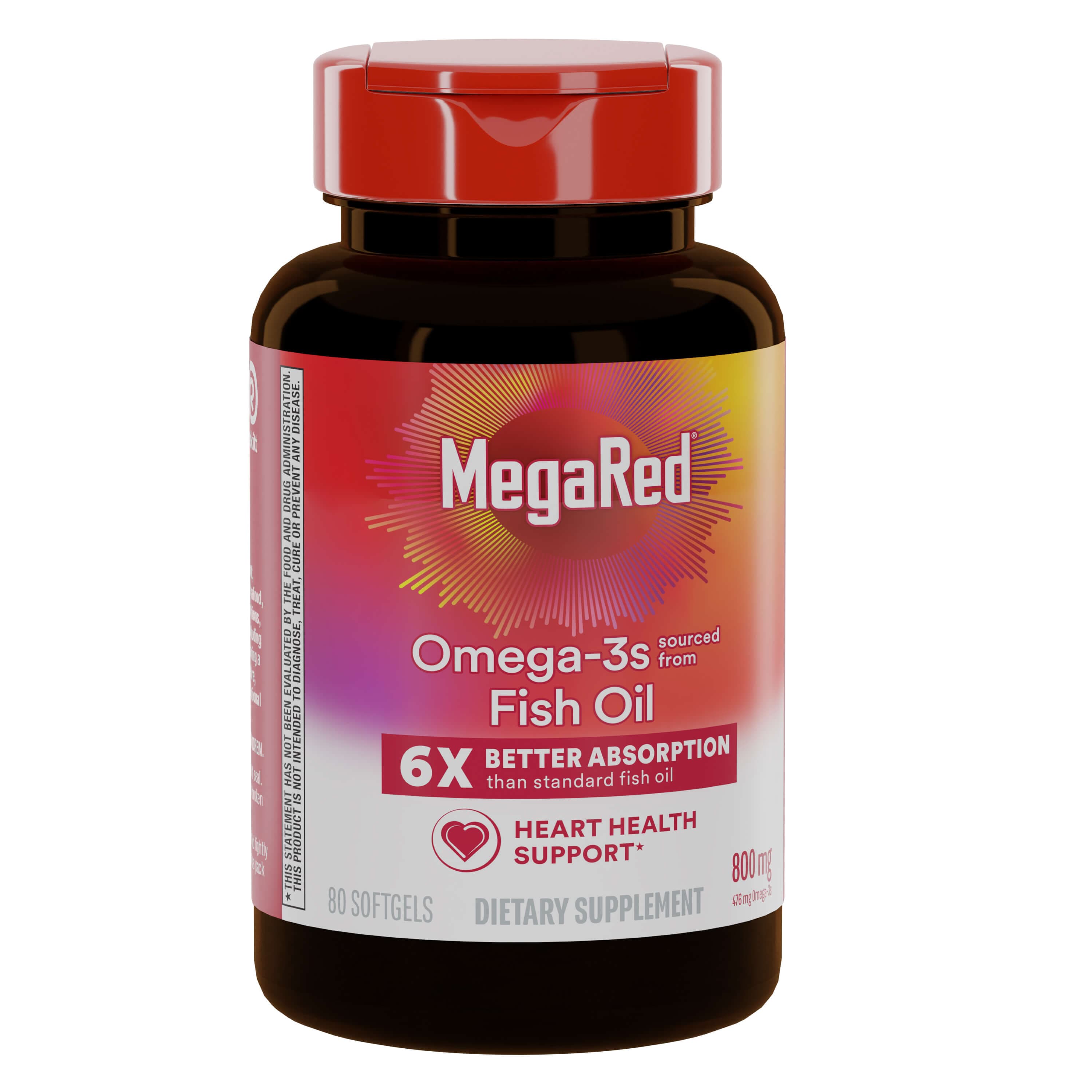 MegaRed Advanced Omega 3 Fish Oil Softgels Bottle, 80 included